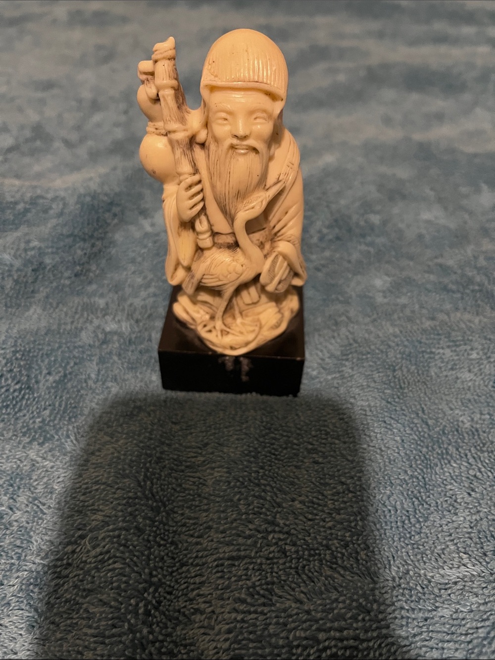 Beige Resin Figurine Sculpture on Black Base - Unbranded